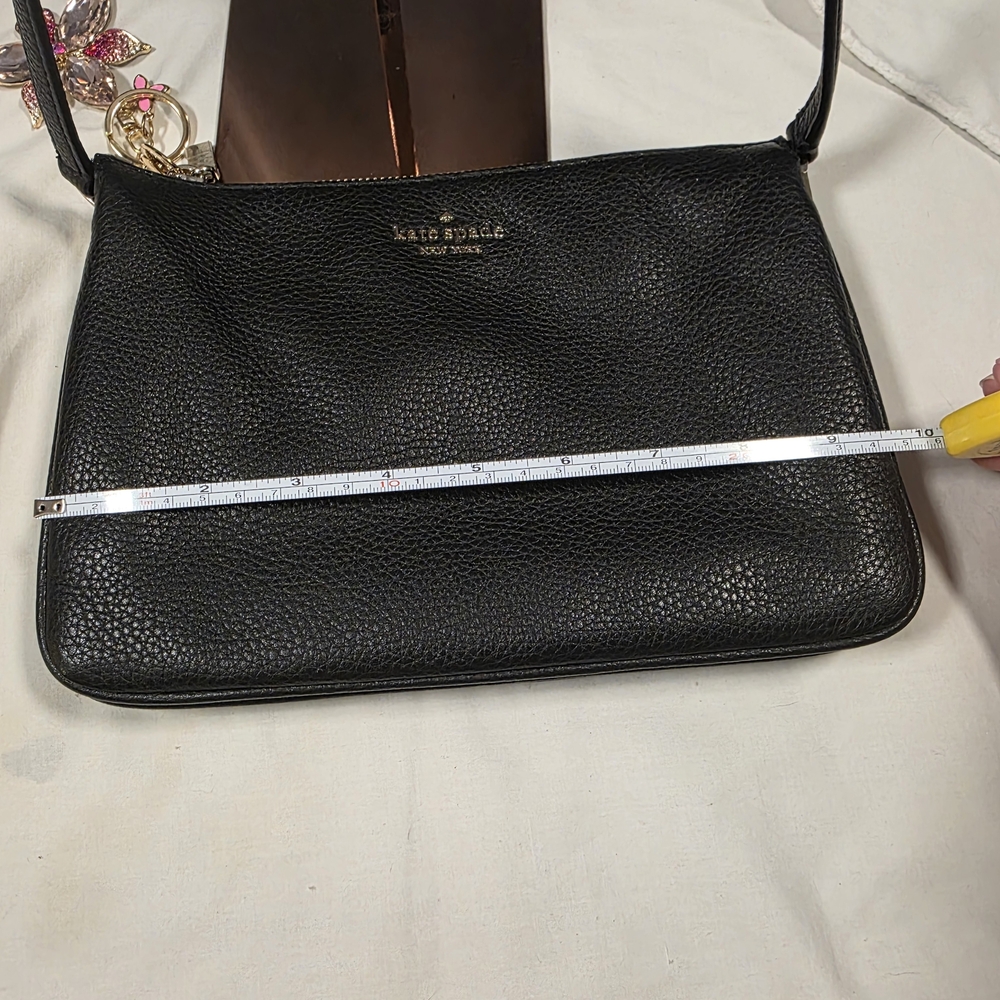 Kate Spade Leila Triple Gusset Pebbled Leather Crossbody Bag Black Like New - Picture 17 of 17